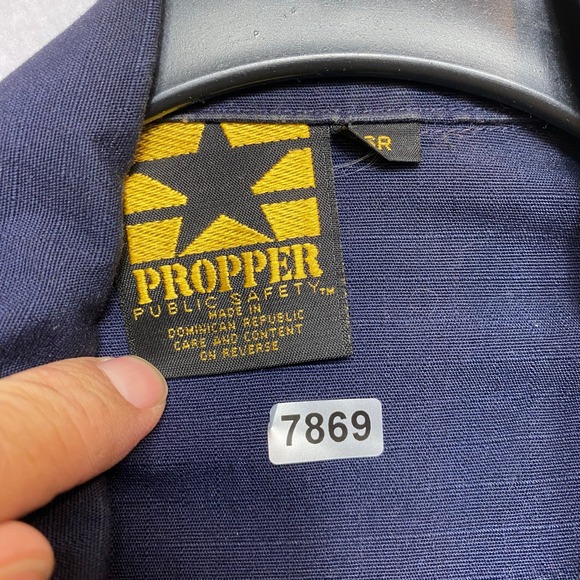PROPPER PUBLIC SAFETY Shirt Mens Small Regular Navy Blue Short Sleeve Button Up - Picture 7 of 10